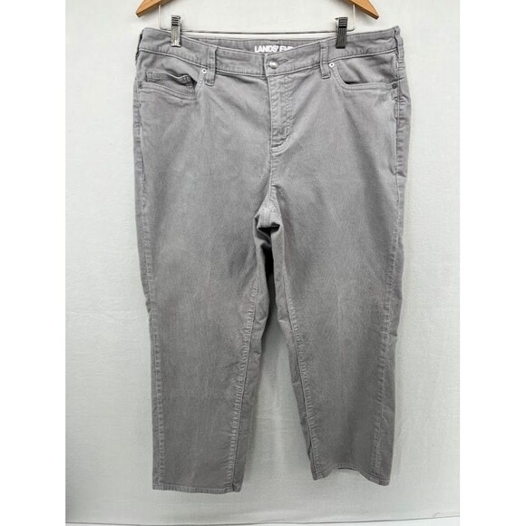 Lands End Corduroy Pants Womens Sz 16W Gray Plus Size Mid Rise Straight Leg - Picture 1 of 3